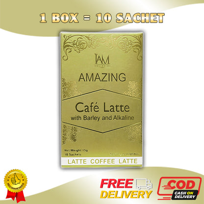 Amazing Coffee Latte with Barley and Alkaline | 1 Box | 10 Sachets | Free Shipping