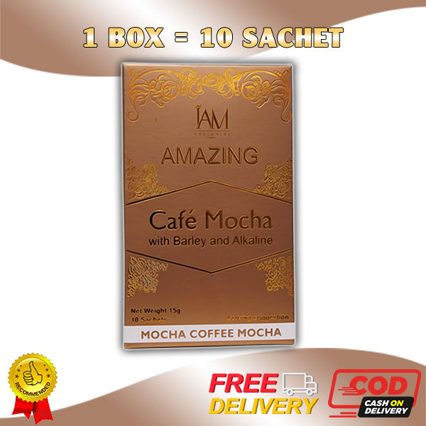 Amazing Coffee Mocha with Barley and Alkaline | 1 Box | 10 Sachets | Free Shipping